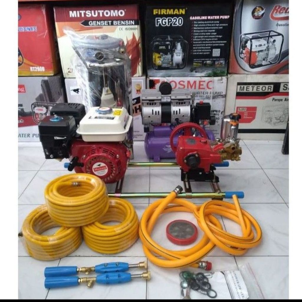 Steam Bensin Cuci Motor Mobil Lengkap+kompresor+tabung salju