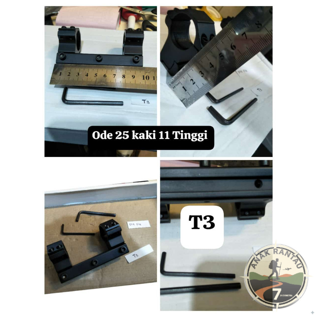 Mounting One Piece Rail 11 Double Baut OD 25 Tinggi MT528 Rel Angin Mounting Teleskop Senapan Angin