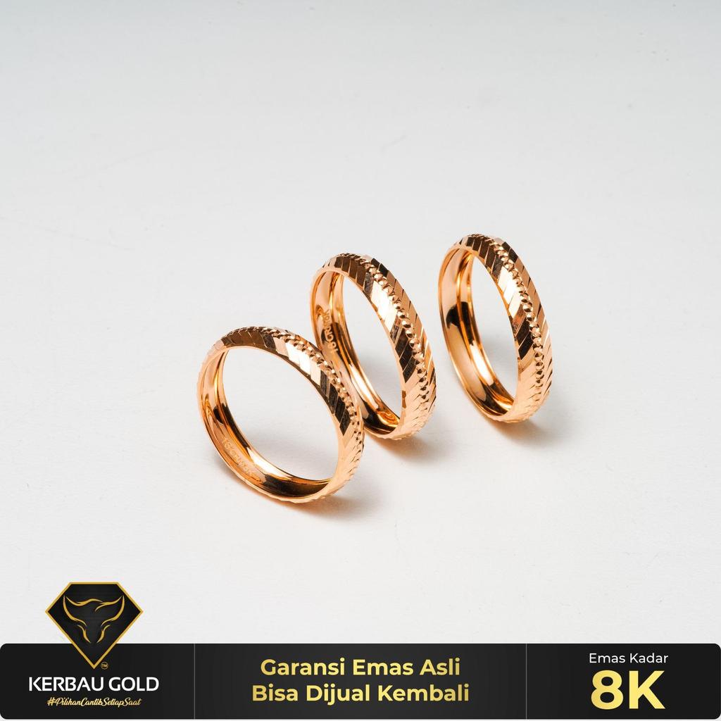 [Kerbau Gold] Cincin Emas Bangkok Glossy 8k - Emas Asli 100%