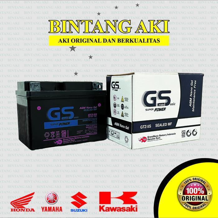 Aki Motor Grand Sonic GTZ5S MF untuk Honda Beat, Vario 110, Supra X 125, Scoopy, Spacy, Blade Revo d