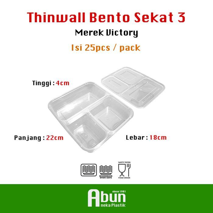Thinwall Bento Sekat 3 Victory Isi 25pcs