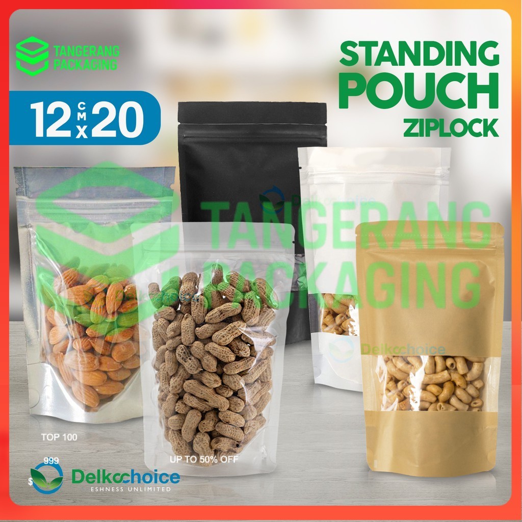Standing Pouch Kemasan Makanan / Plastik Kemasan Varian Snack Makanan Permen