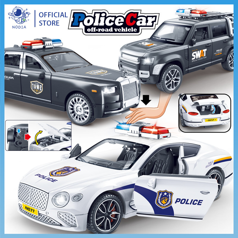 NODIA Mainan Alphard Jeep Polisi Ambulance  Simulasi Kota untuk Anak-anak Mobil Inersia Pintu Bisa D