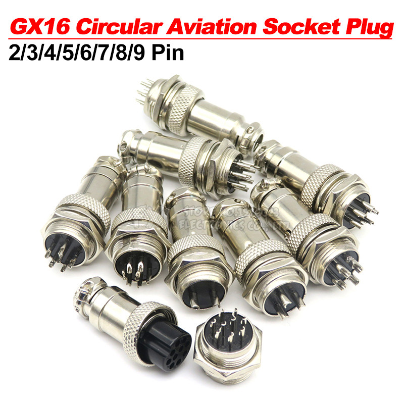 1Set GX16 2/3/4/5/6/7/8/9 Pin Male & Female 16mm ibuw Metal Circular Aviation Connector Socket Plug 