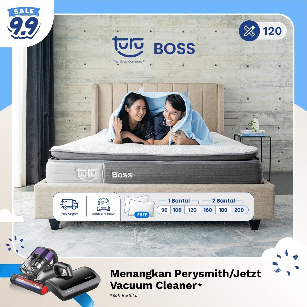 Turu - Kasur Pocket Spring Bed TURU BOSS ukuran 120x200 (Double Size) Free Bantal