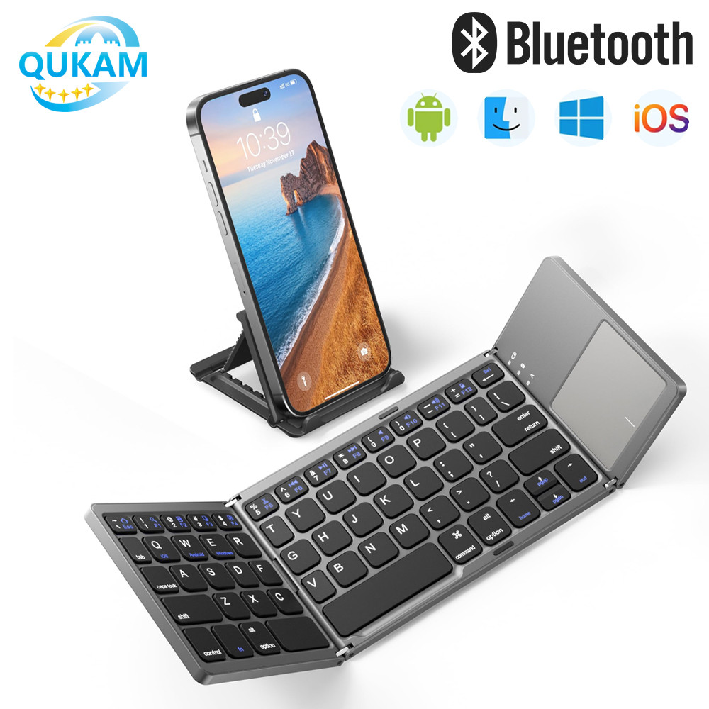 Multilingual 3-Fog Keyboard Foldable Dual Bluetooth Wireless Keyboard and Toupad for Windows Android