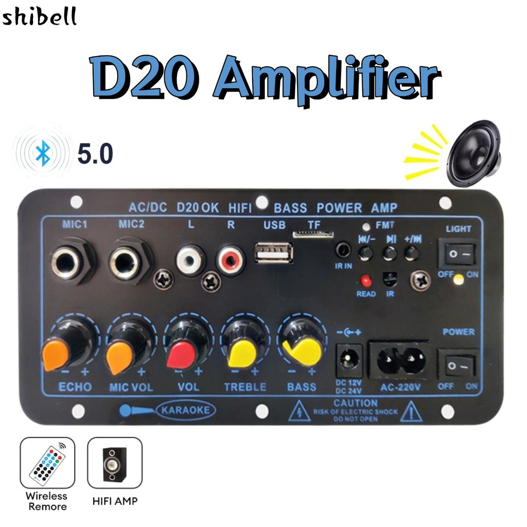 D20 Amplifier Bluetooth Untuk 8-12 Inci Speaker AC 220V-DC 12V-24V Super Bass Bluetooth 5.0 Modul Sp