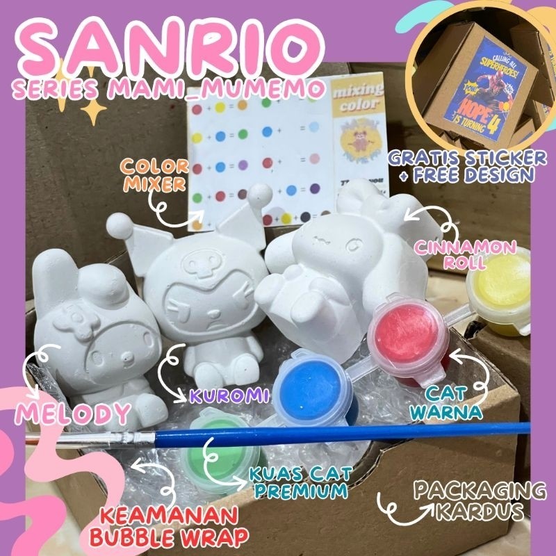 [LINGKA] paket isi 3 painting gypsum 3D cinnamon roll boneka / kuromi / my melody mainan edukasi  me