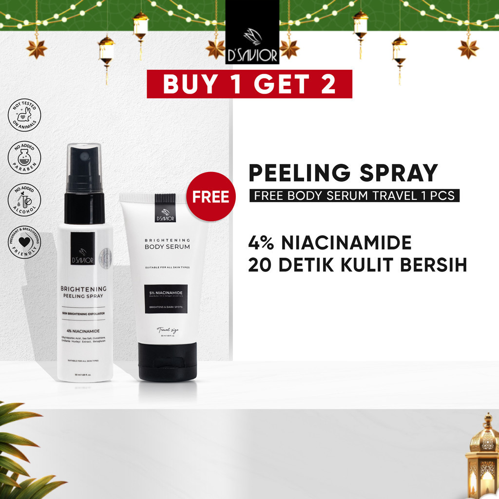 BUY 1 GET 2 | D'SAVIOR Peeling Spray Glutha Collagen 50ml GET Body Serum Travel Size 50ML 1PCS