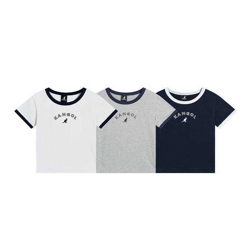 KANGOL Kanguru wanita sederhana pusar pendek lengan pendek T-shirt