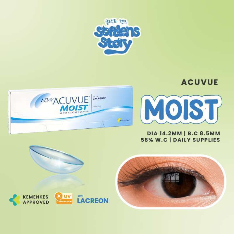 Acuvue Moist 5 Pasang Softlens Bening Minus Daily 14.2mm Daily Clear Lenses Harian
