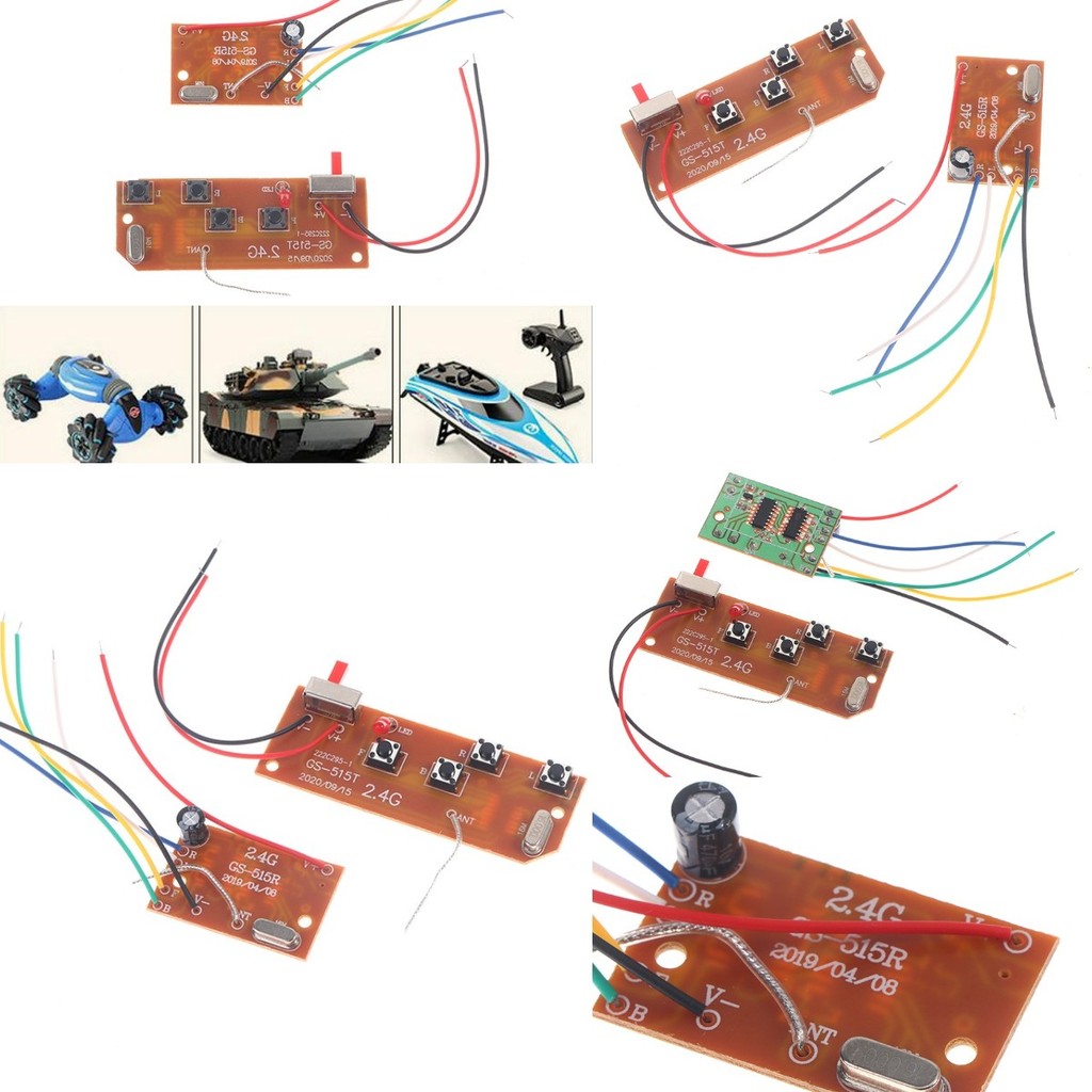 2.4G 4 RC Remote Control 27MHz Circuit PCB Transmitter Receiver Board with Antenna Rao for RC Car Tr