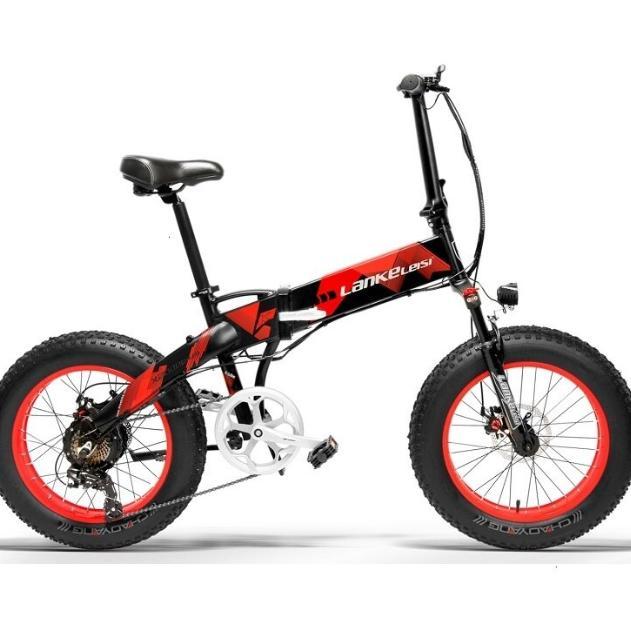 Sepeda Elektrik Sepeda Listrik Smart Moped 48V X2000 Plus Lankeleisi - Black Red