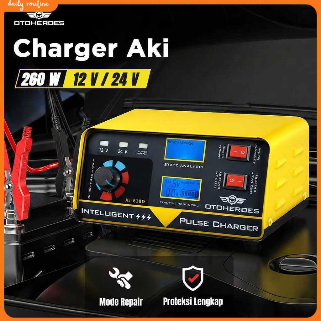 OTOHEROES Charger Aki Mobil Intelligent Battery Charger 12V/24V - AJ-618D