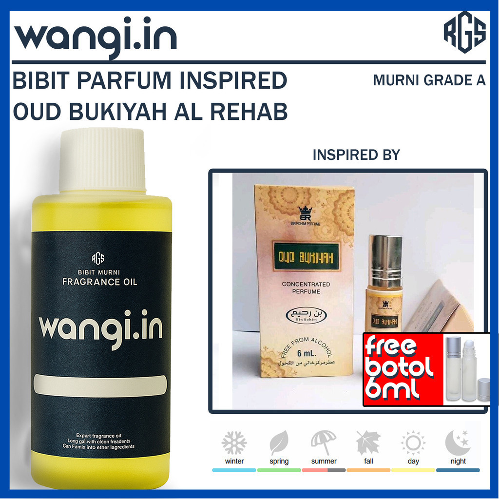 100ML OUD BUKIYAH AL REHAB - WANGI.IN BIBIT PARFUM NON-ALKOHOL PRIA WANITA BIANG MINYAK WANGI MURNI 