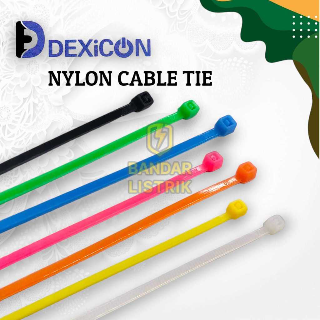 Kabel Ties Nylon Cable Tie DEXICON 2.5 x 100 mm ISI 100 Tahan Bakar Warna Warni