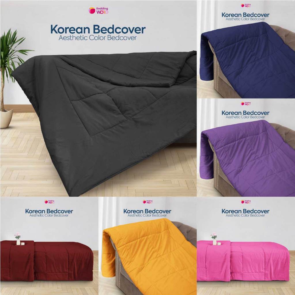 Bedcover Korea Katun Polos Aesthetic Look Minimalis ala Korean / Selimut Minimalis Polos / Selimut K
