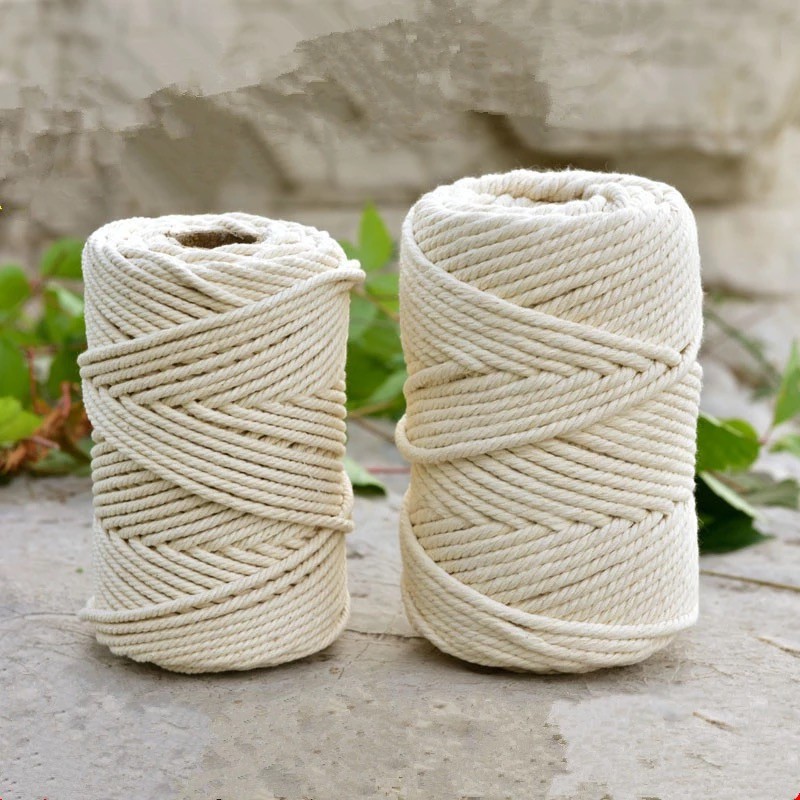 Handmade Macrame Boho decor 1/2/3/4/5/6/8/10mm Cotton Beige thread Cord Rope Twisted String Y Home W