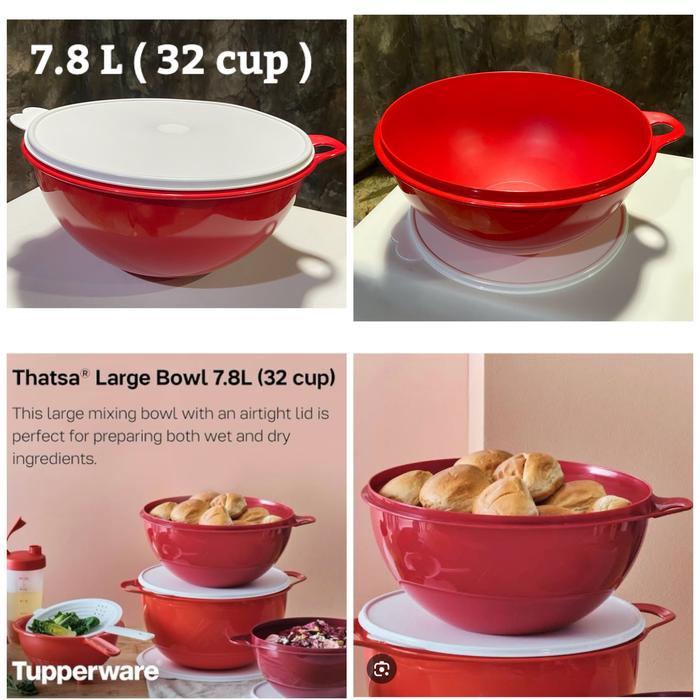 Bowl super besar Tupperware warna biru ukuran 10 Liter - Merah 7.8 Ltr