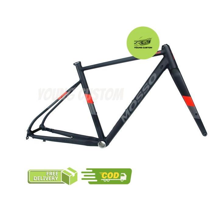Mosso 730GVL Frame Set Sepeda Gravel [700C] Alloy - Black/Red, 520
