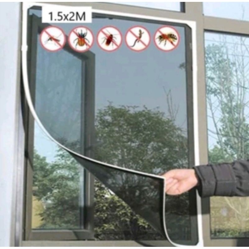 Kawat Kain Kasa Nyamuk Jaring Nyamuk Polyester Nylon Dengan Velcro Lubang Udara Ventilasi Tempel Pin