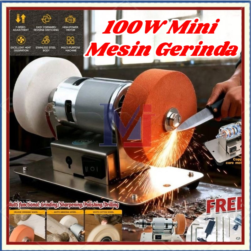[COD] Mini Mesin Gerinda Meja Penggerindaan Kasar Dan Halus Dengan Roda Gerinda Ganda, Penggerindaan