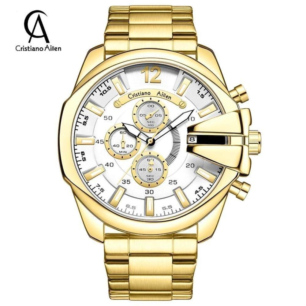 Original 100% Jam Tangan Pria Cristiano Aillen Ca 0832g Quartz Stainless Steel Chronograph