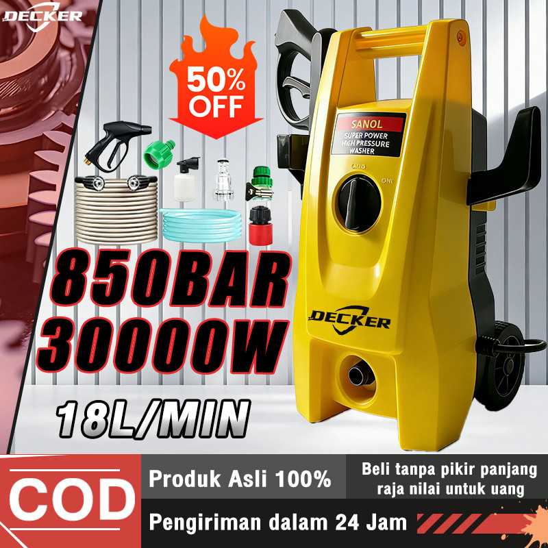DECKER Mesin Cuci Mobil Dan Motor 850W Mobil Jet Cleaner 220V Alat Cuci Motor Dan Mobil Portable Ala