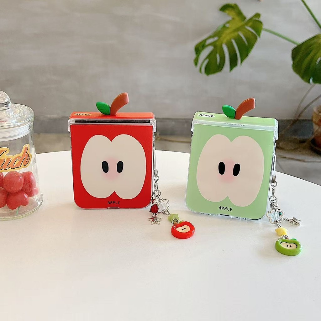 Flip7 Flip6 Casing Samsung Galaxy Z Flip5 Kartun Lucu 3D dengan Rantai Casing OPPO Find N3 Flip Pura