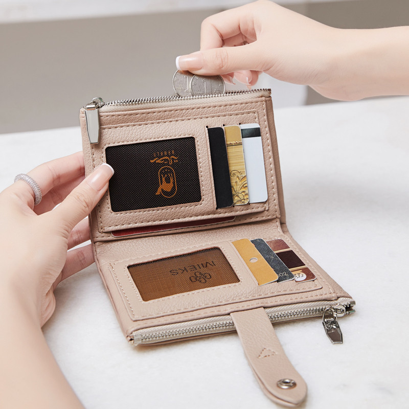 Minimalist Women's Wallet Short Folding Card Bag High QualityPUMulti functional Pocket Business Card