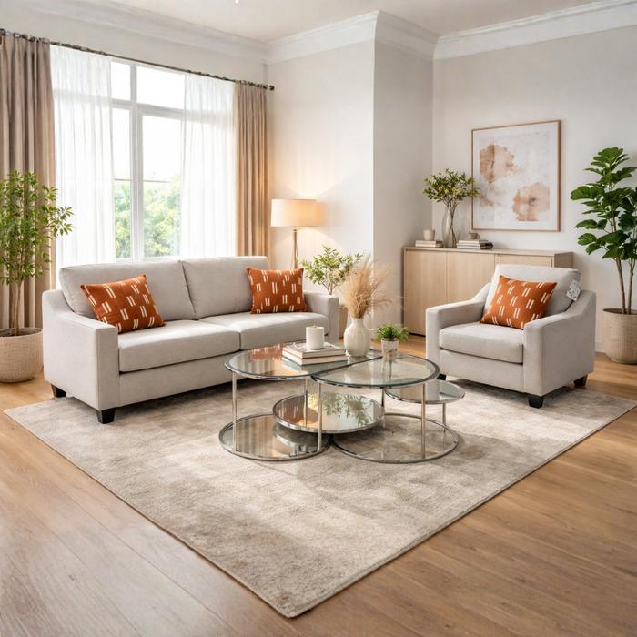 LHASA Fabric Sofa 3 Seater + 1 Chair by Malinda Furniture