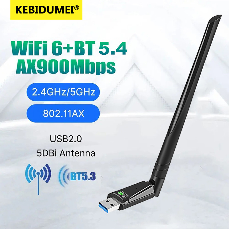 WIFI 6 Adapter Bluetooth5.4 Wireless Network Card 900Mbps Mini USB Dongle Signal Receiver For PC Lap