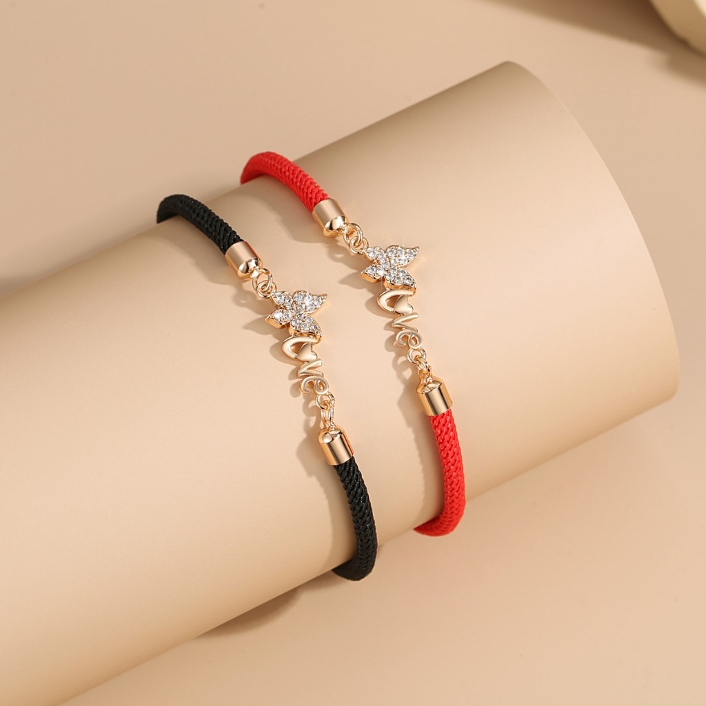 Lanme Jewelry Gelang Tali Wanita Lapis Emas Simple Motif Kupu-Kupu Aksesoris Fashion Tali Busana Y66