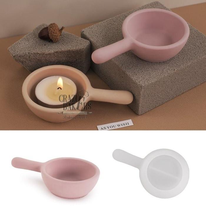 Cetakan Silikon Resin Mini Frying Pan Candle Holder Cup - Tempat Lilin Bentuk Wajan