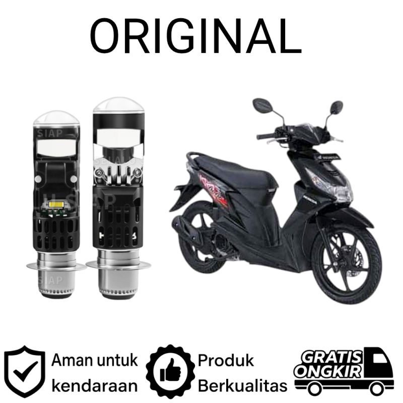AM 1pcs Lampu depan LED H6 Mini BiLED motor Honda Beat karbu