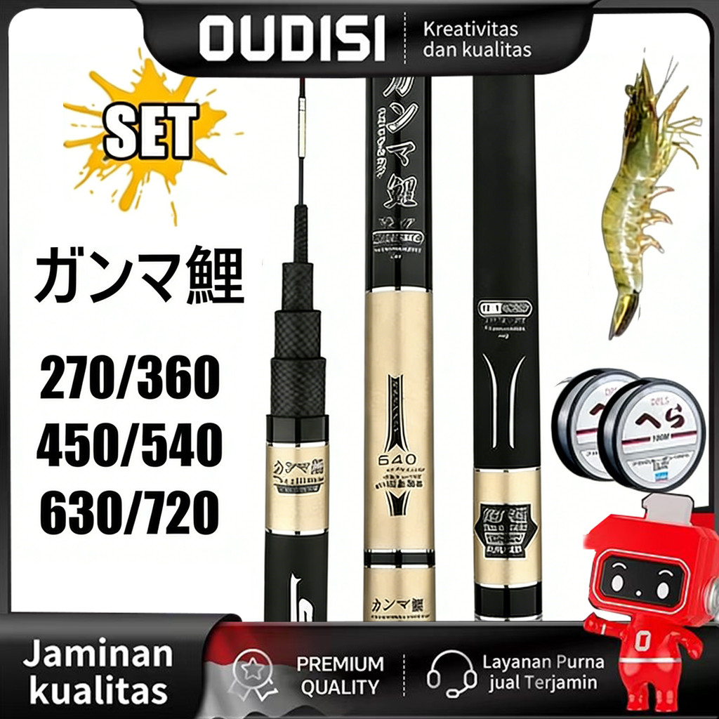 Joran Pancing Tegek 1 Set Tegek Carbon Full Ringan Joran Tegek Super Kuat 270-540 Joran Pancing Karb
