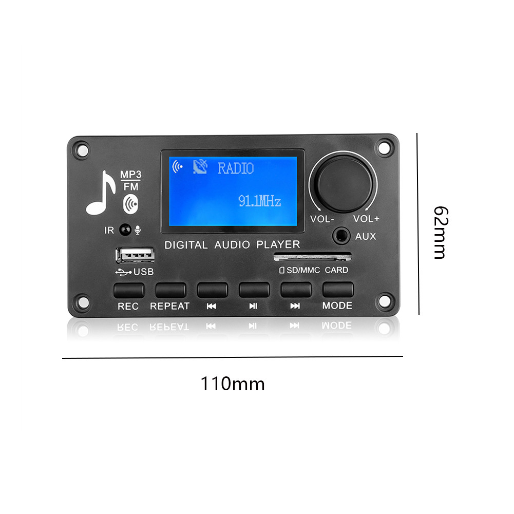 12V LCD MP3 Decoder Lyrics splay BluetoothCompatible 50 APE FLAC WMA WAV Decoder Support Recorng MP3