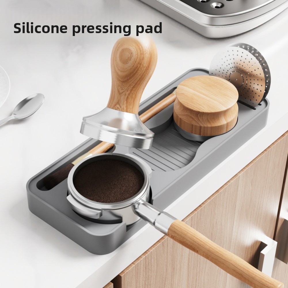 Non Slip Silicone Coffee Tamper Pad with Storage Holder for Espresso Tools and Coffee Grounds Distri