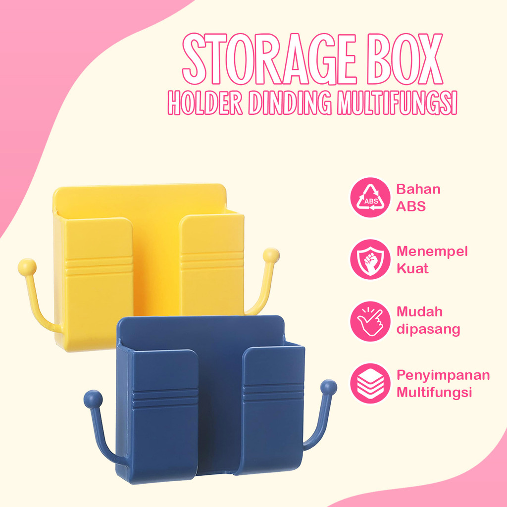Rak Holder Handphone 2 in 1 Tempel Dinding: Untuk Dudukan HP & Gantungan Hook, Desain Simpel Cocok S
