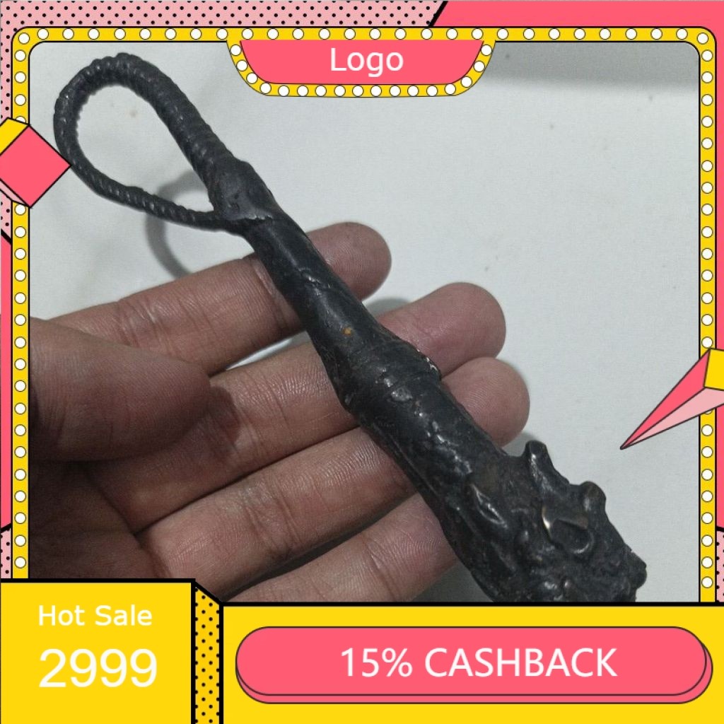 top hiasan cemeti naga lama perunggu 18cm