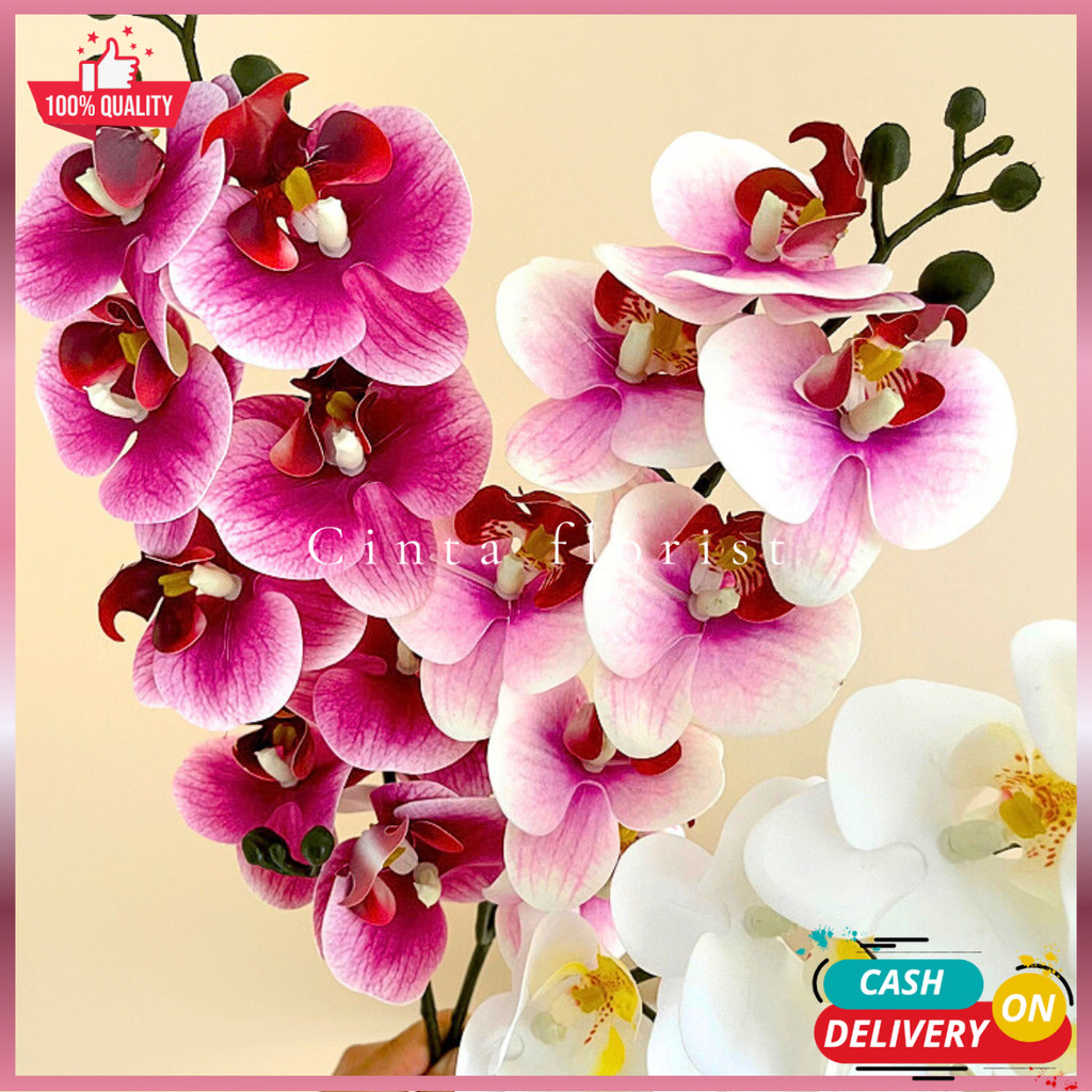 TERMURAH Bunga Anggrek Artificial 7 Cabang/Bunga Anggrek Bulan Latex Palsu Import Premium (NK-330)