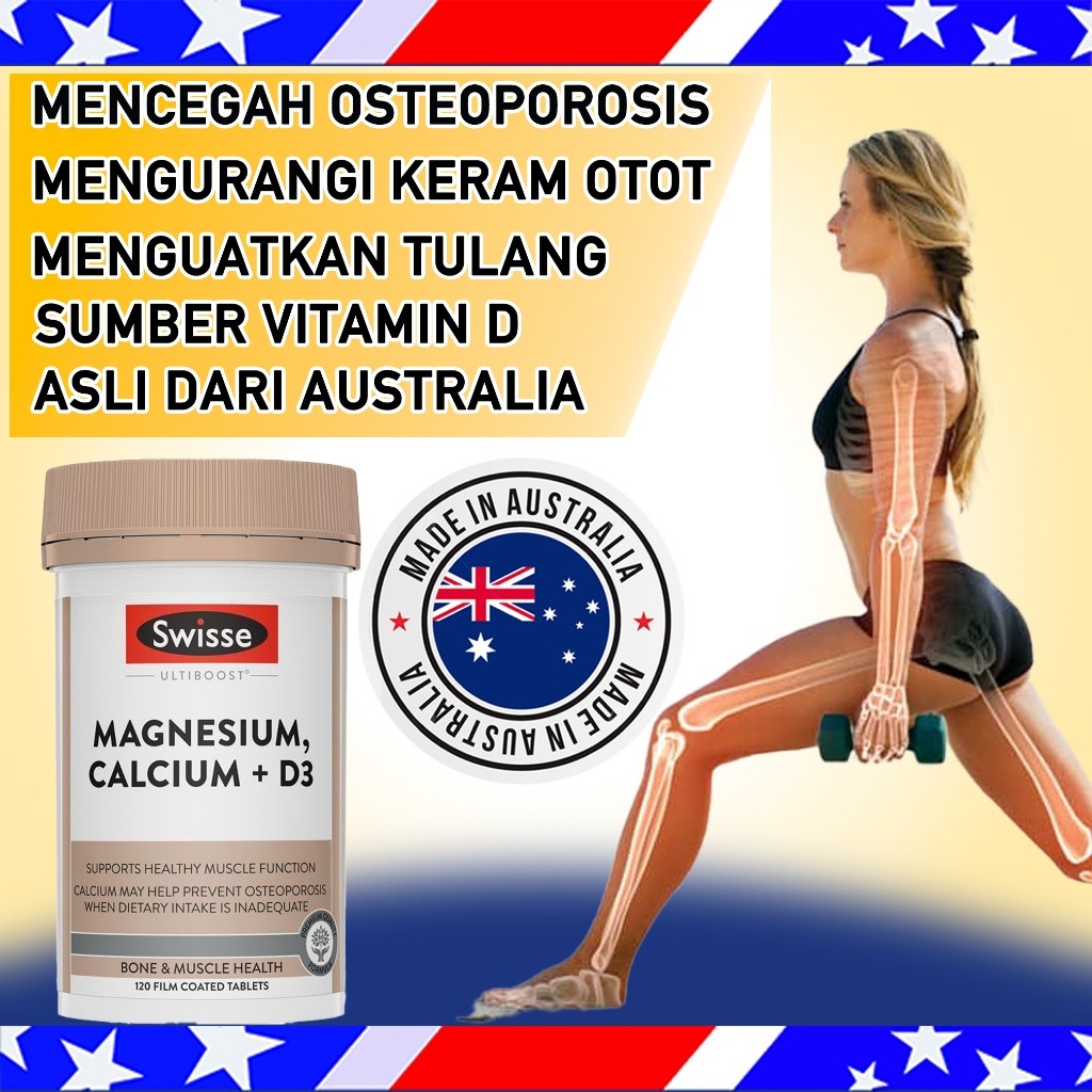 Swisse Magnesium Calcium D3 Vitamin D Kalsium dan Magnesium Impor Australia