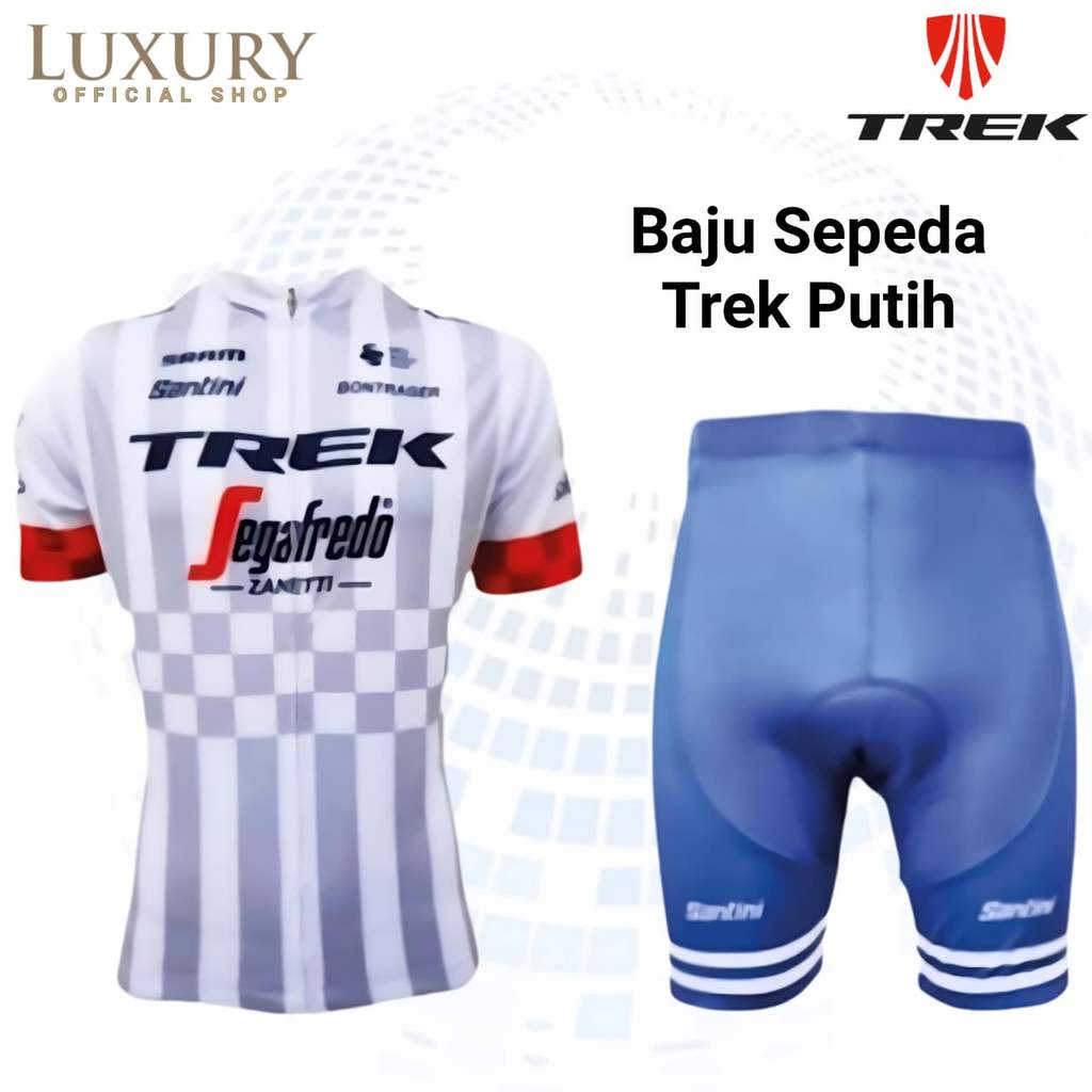 Baju Sepeda Pria Jersey Setelan Set Celana Trek Putih Padding Gowes Olahraga