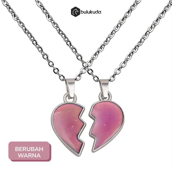 Kalung Couple Mood Necklace Thermo Heart | satu pasang | berubah warna | Stainless steel