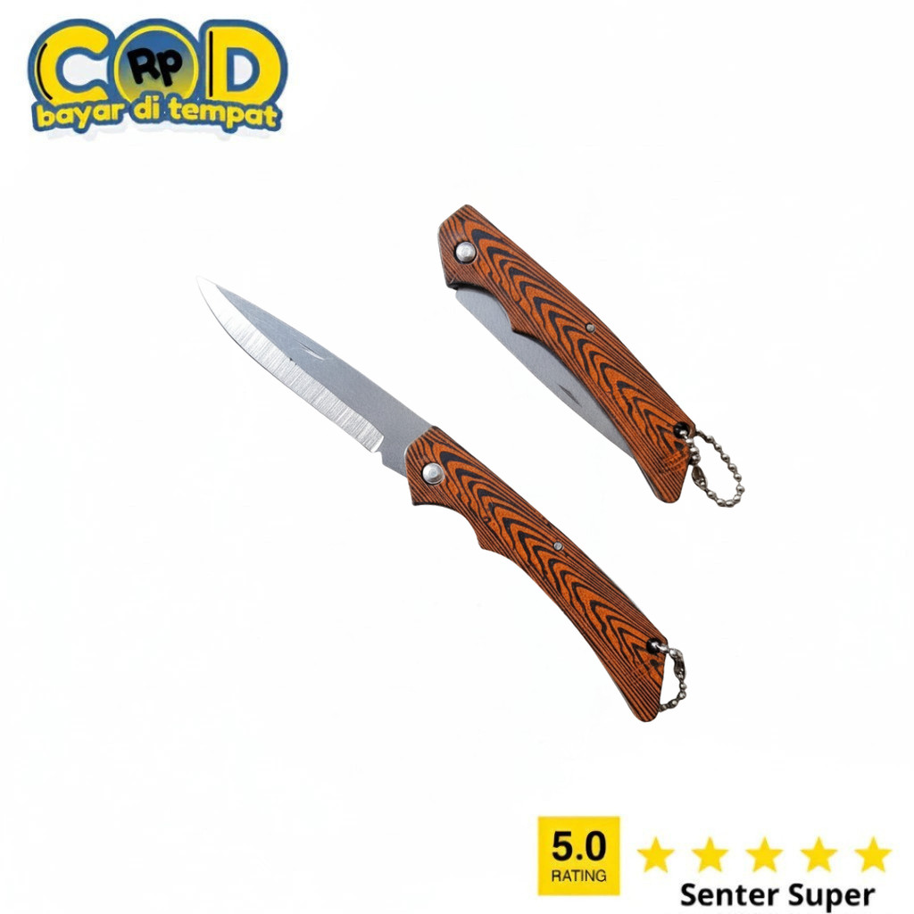 Pisau Lipat Motif Kayu Survival Kit Tahan Lama Untuk Outdoor Camping