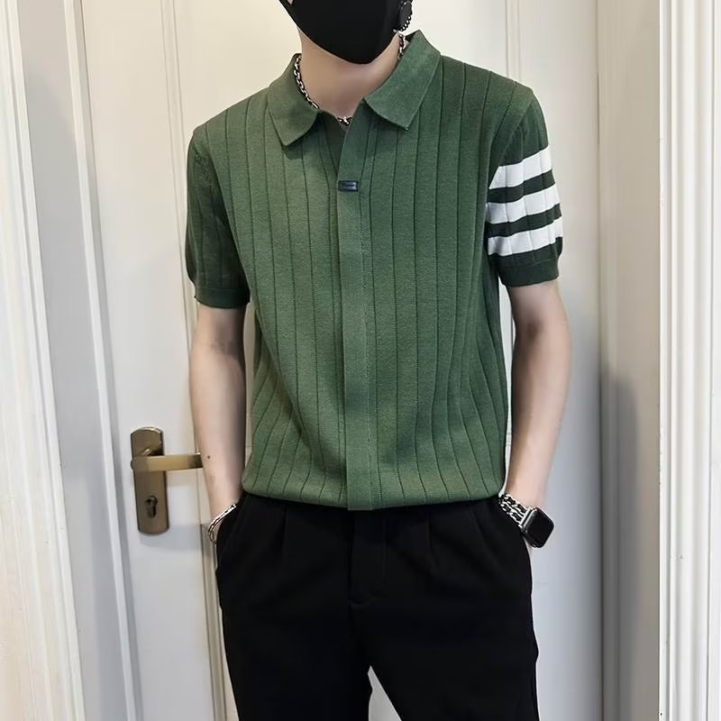 Mode Baru V Kerah Slim Fit T Baju Kaos Pria