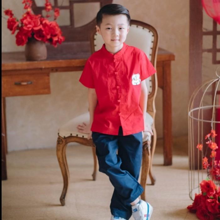 HEYTIMMY - Kemeja Cheongsam Katun Anak Laki Laki - Cheongsam Bordir