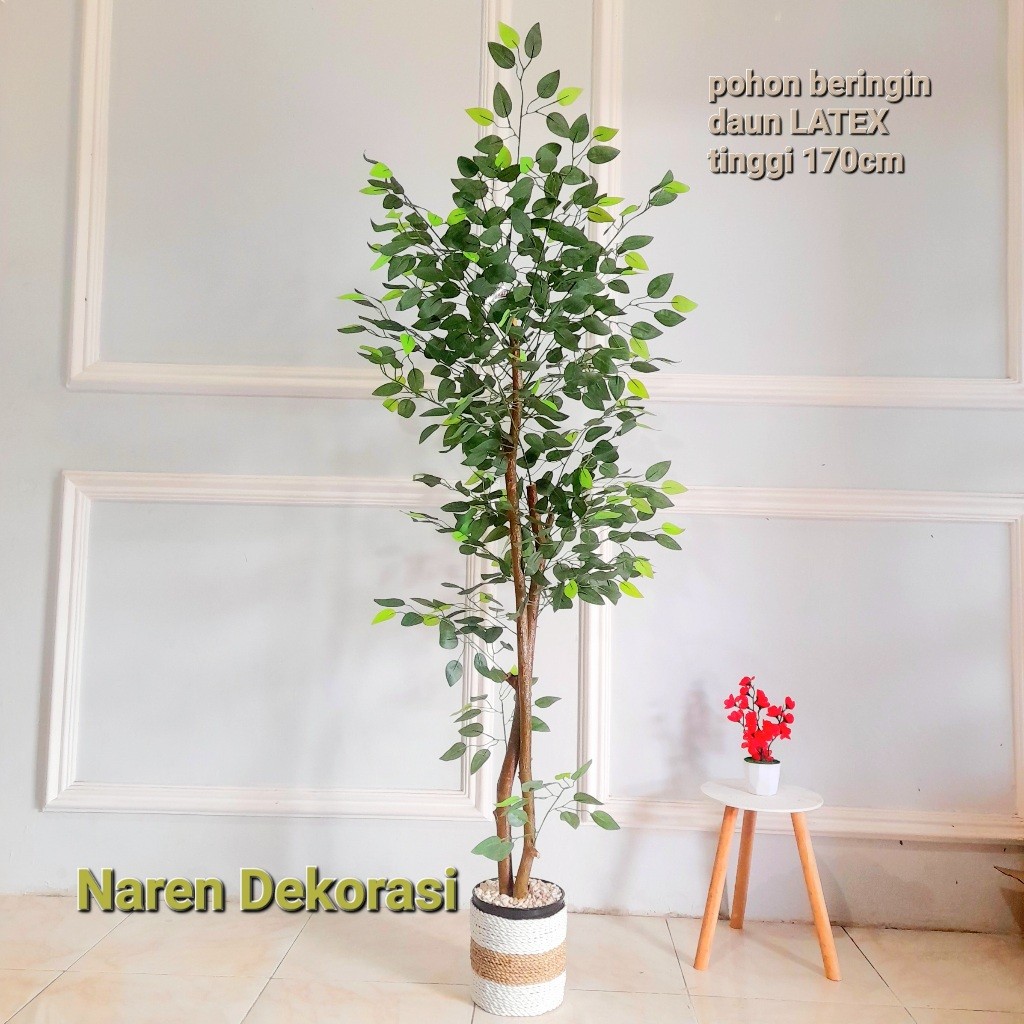 NAREN DEKORASI | Tanaman Hias Beringin Daun Latex ( 2 BATANG ) Pohon palsu Aesthetic | Bunga Hias Su