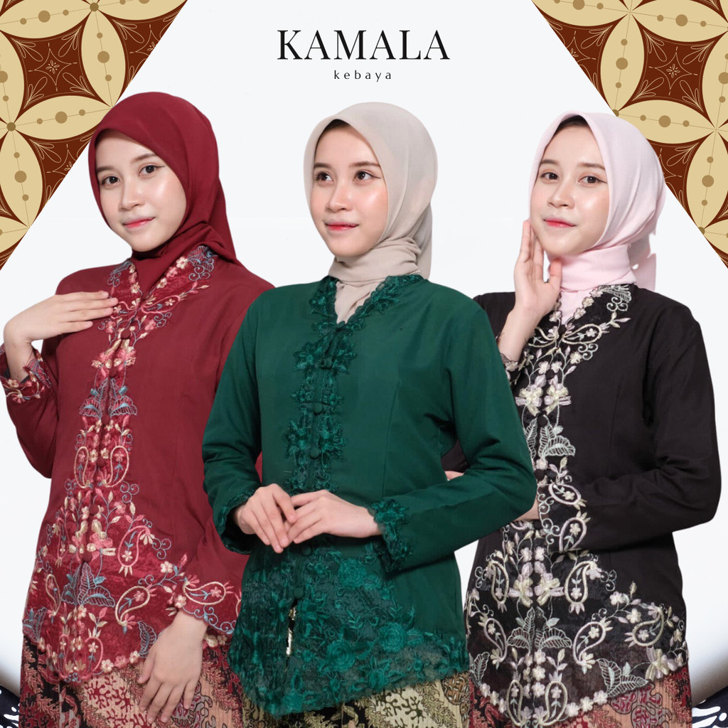 Kebaya Encim Bordir Warna dan Senada Modern Lengan Panjang Ukuran Jumbo Premium