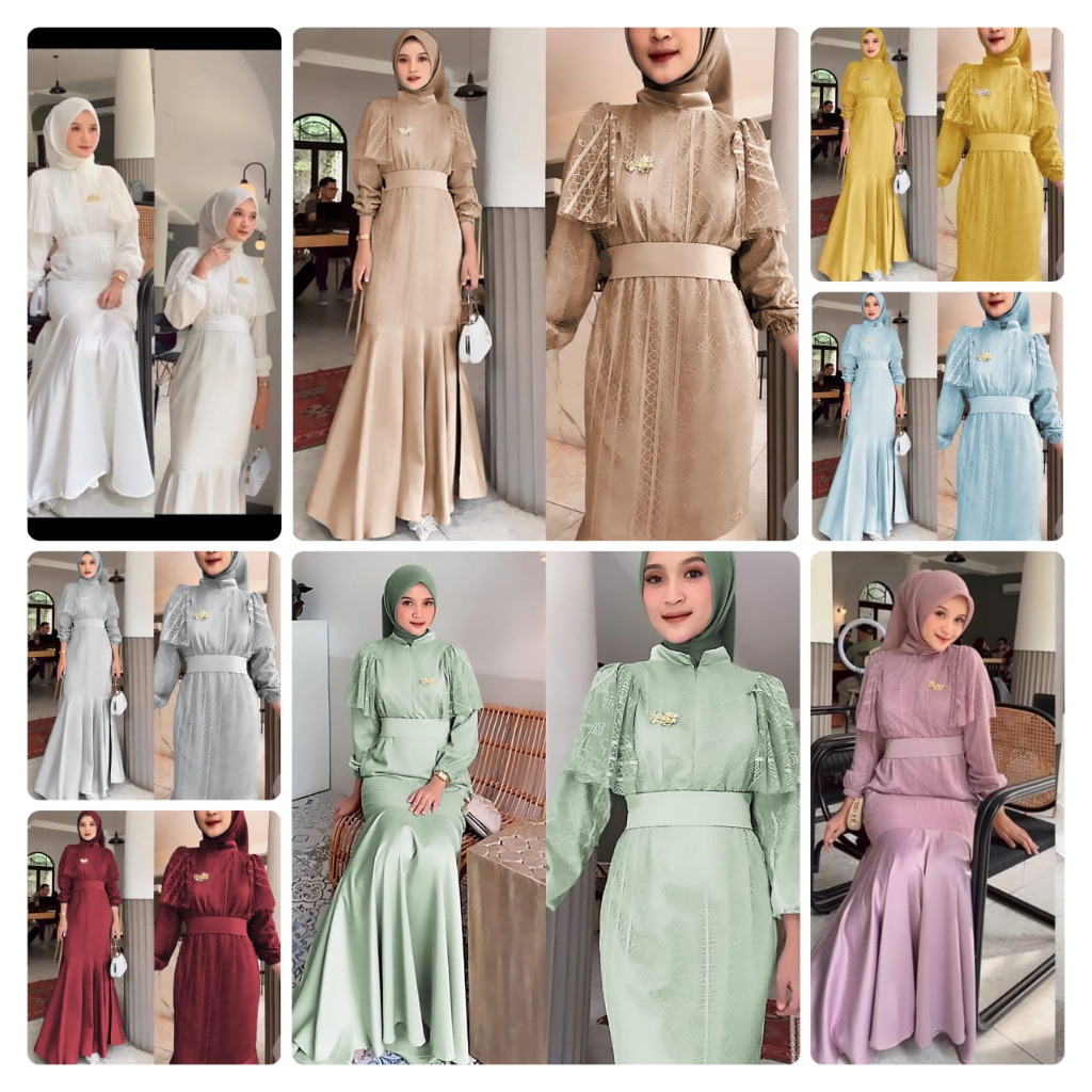 ASMARA REALPIC DRESS CELINNE 3 UKURAN M L XL FASHION PAKAIAN WANITA GAMIS MAXY MAXI BAHAN BRUKAT MAL